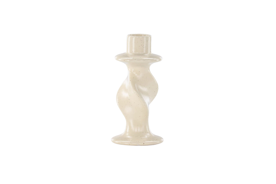 Venture Home Glory Candlestick - Beige/Black Dots - D2*W6*H12cm