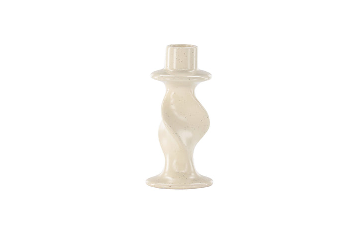 Venture Home Glory Candlestick - Beige/Black Dots - D2*W6*H12cm