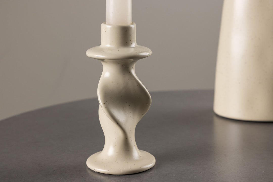 Venture Home Glory Candlestick - Beige/Black Dots - D2*W6*H12cm
