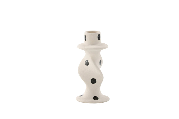 Venture Home Glory Candlestick - White/Black Dots - D2*W6*H12cm