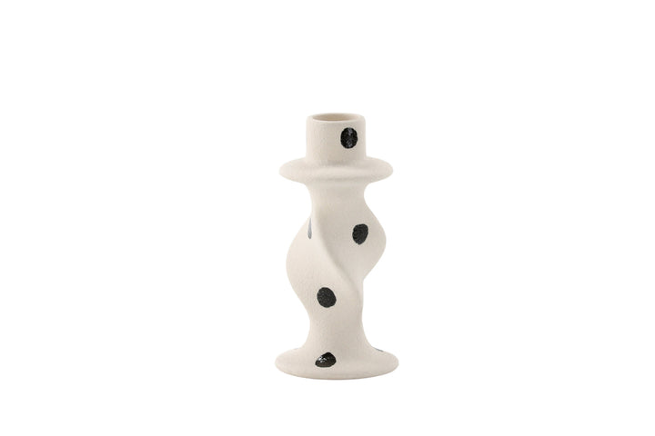 Venture Home Glory Candlestick - White/Black Dots - D2*W6*H12cm