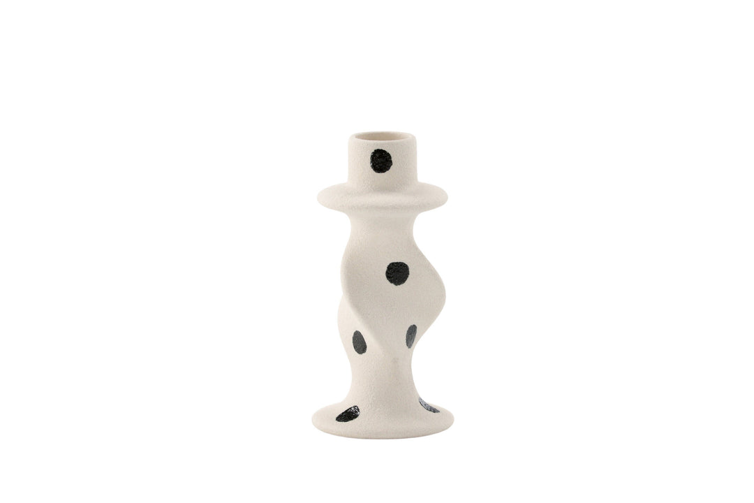 Venture Home Glory Candlestick - White/Black Dots - D2*W6*H12cm