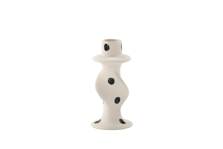Venture Home Glory Candlestick - White/Black Dots - D2*W6*H12cm