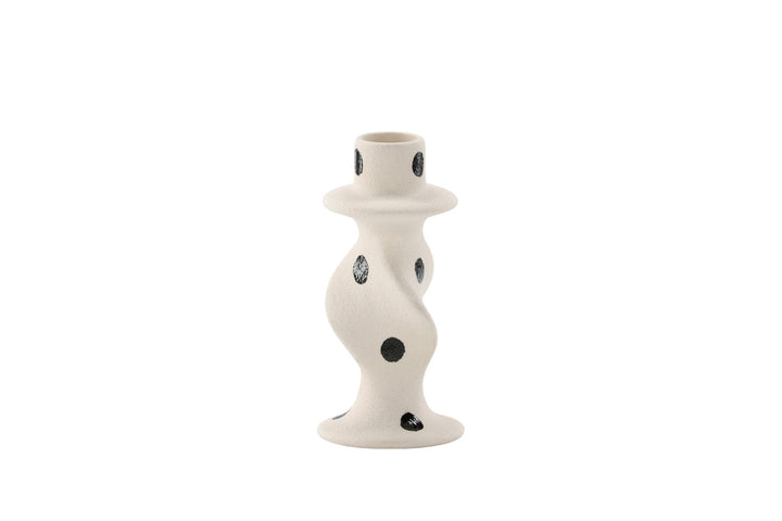 Venture Home Glory Candlestick - White/Black Dots - D2*W6*H12cm