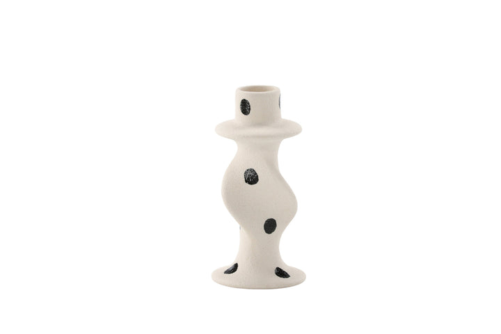 Venture Home Glory Candlestick - White/Black Dots - D2*W6*H12cm