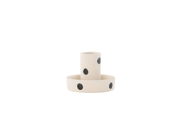 Venture Home Ceco Candlestick - White/Black Dots - W11*H6cm