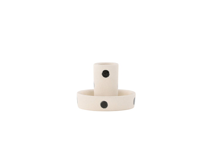 Venture Home Ceco Candlestick - White/Black Dots - W11*H6cm