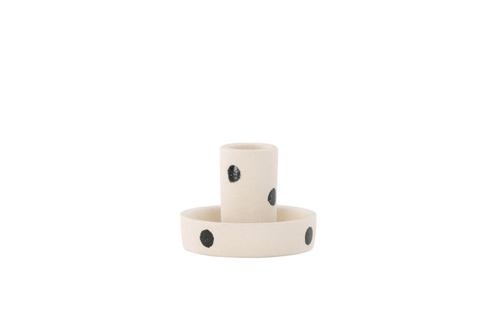 Venture Home Ceco Candlestick - White/Black Dots - W11*H6cm