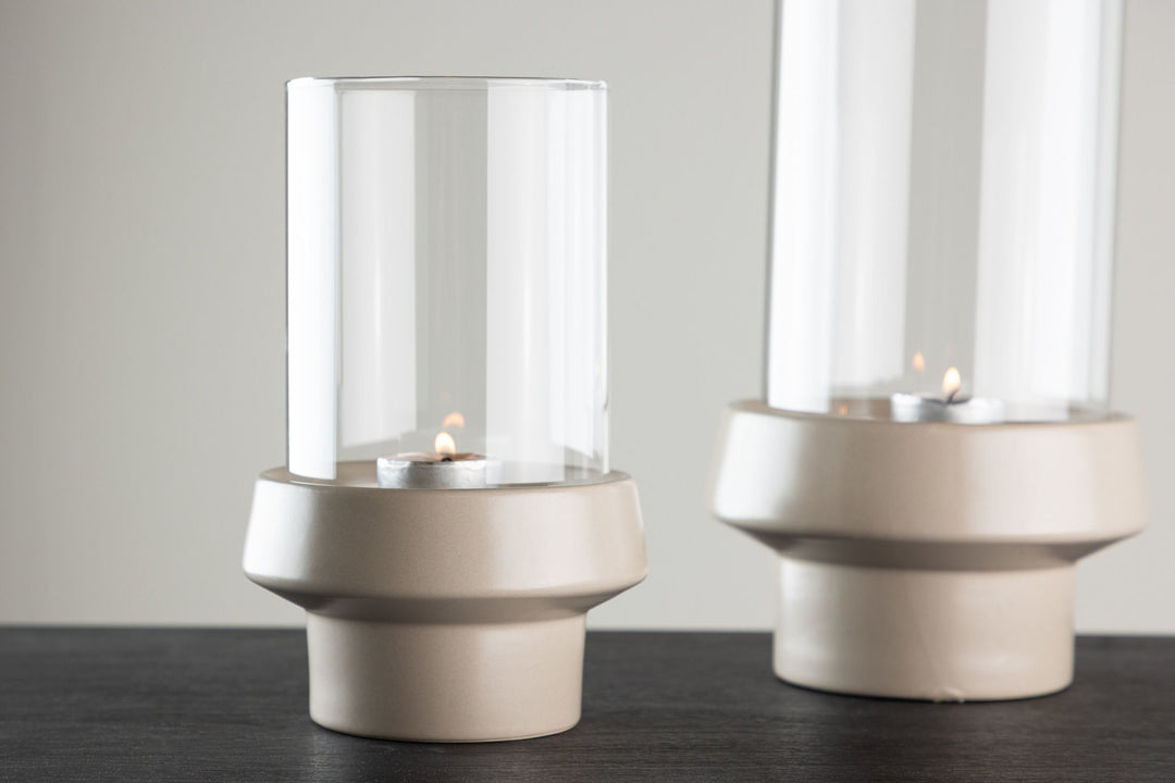Venture Home Davida Lantern - Beige/Clear Glass - 13*H20cm