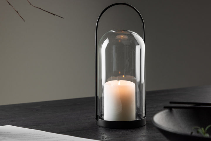 Venture Home Flora Lantern -  Black/Clear Glass -  H25*11cm