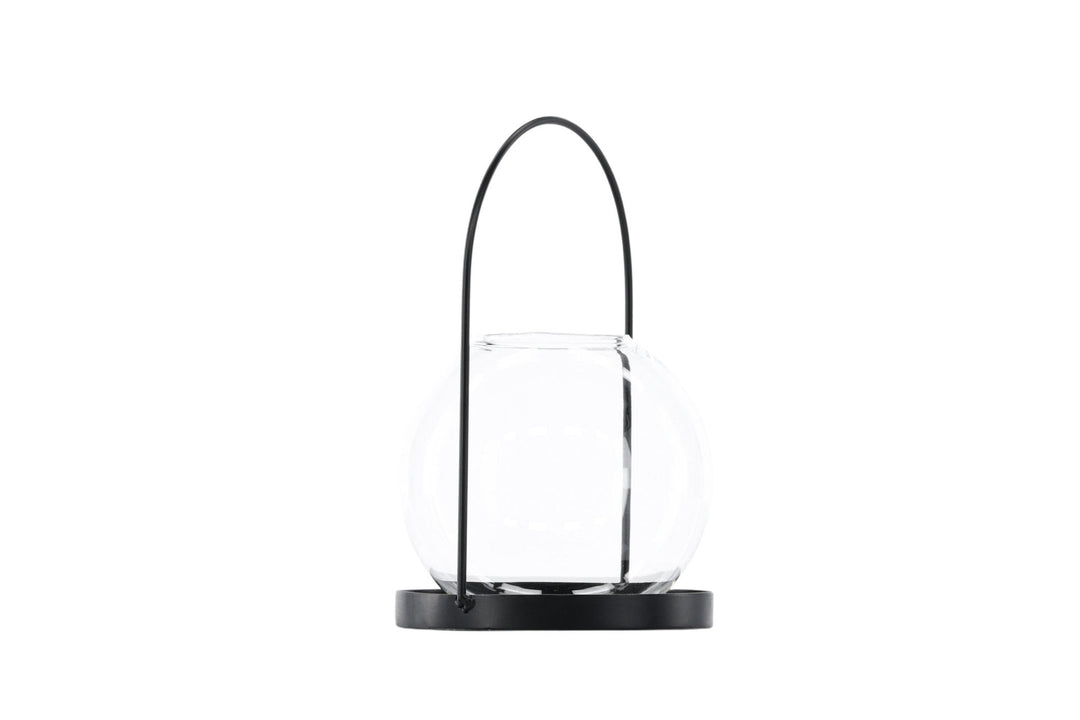 Venture Home Flora Lantern -  Black/Clear Glass -  H22*14cm