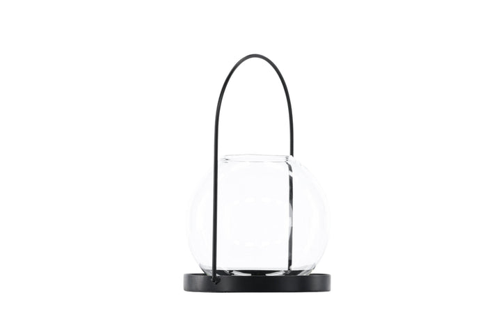 Venture Home Flora Lantern -  Black/Clear Glass -  H22*14cm