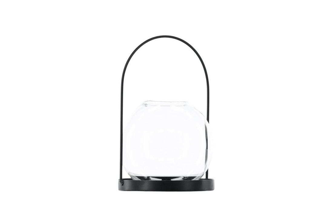Venture Home Flora Lantern -  Black/Clear Glass -  H22*14cm