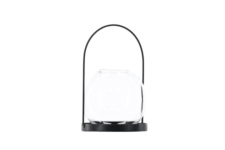 Venture Home Flora Lantern -  Black/Clear Glass -  H22*14cm