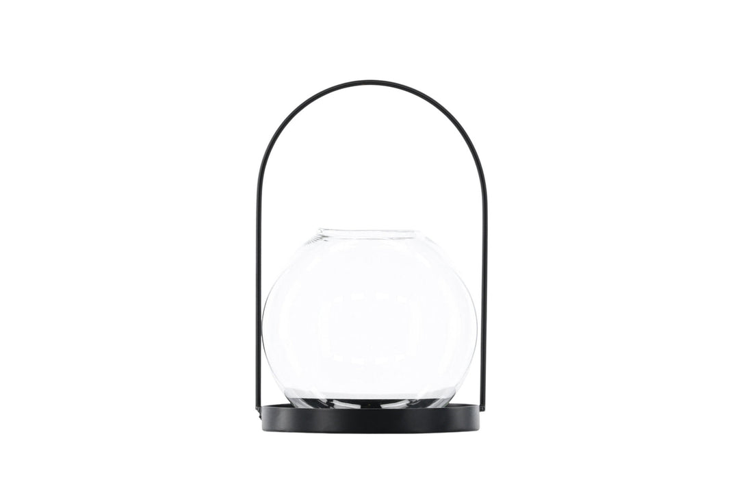 Venture Home Flora Lantern -  Black/Clear Glass -  H22*14cm