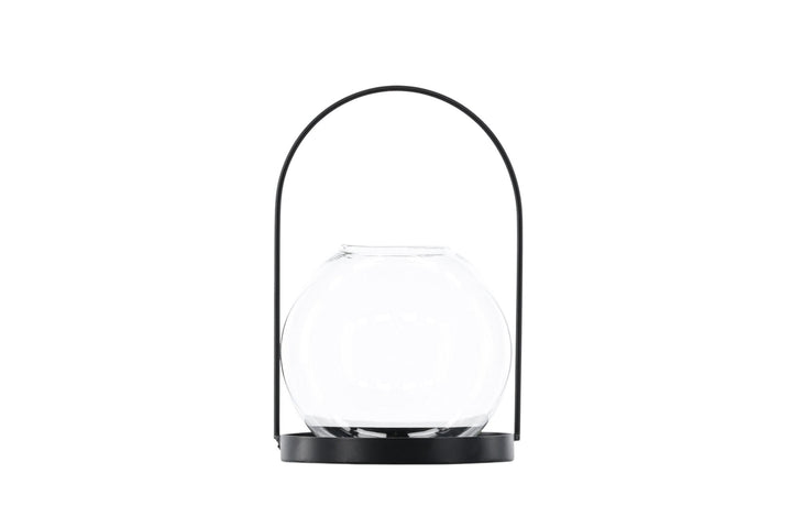 Venture Home Flora Lantern -  Black/Clear Glass -  H22*14cm