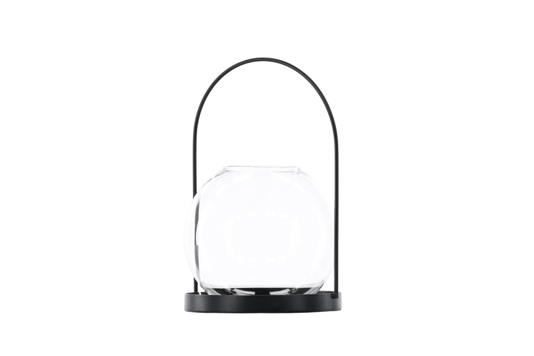 Venture Home Flora Lantern -  Black/Clear Glass -  H22*14cm
