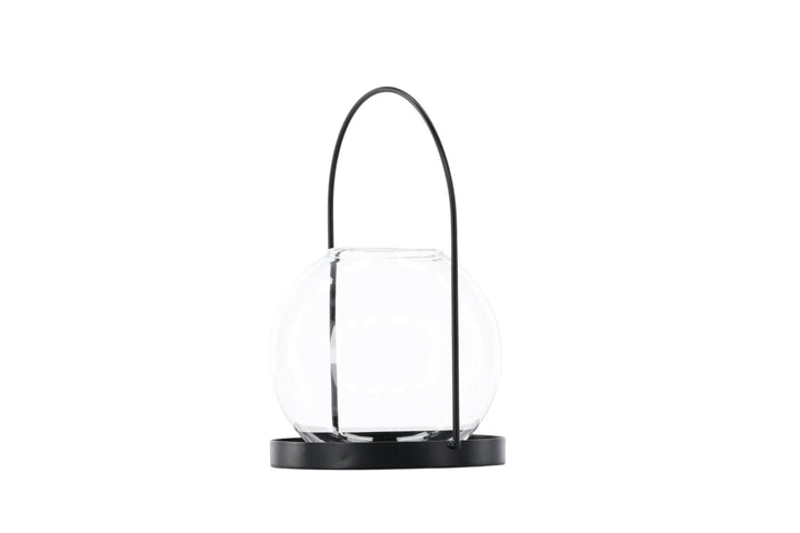 Venture Home Flora Lantern -  Black/Clear Glass -  H22*14cm