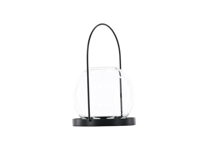 Venture Home Flora Lantern -  Black/Clear Glass -  H22*14cm