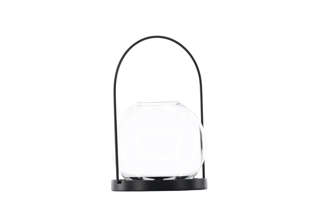 Venture Home Flora Lantern -  Black/Clear Glass -  H22*14cm