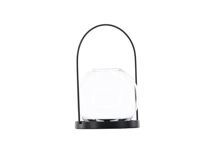 Venture Home Flora Lantern -  Black/Clear Glass -  H22*14cm