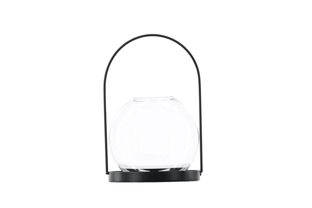 Venture Home Flora Lantern -  Black/Clear Glass -  H22*14cm