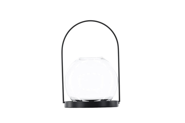 Venture Home Flora Lantern -  Black/Clear Glass -  H22*14cm