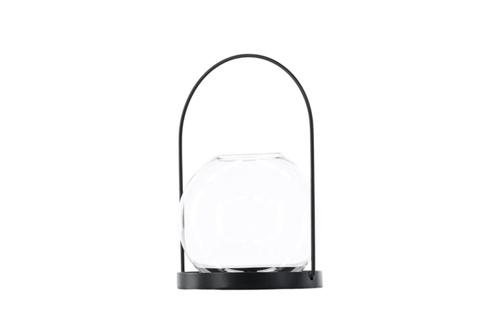 Venture Home Flora Lantern -  Black/Clear Glass -  H22*14cm