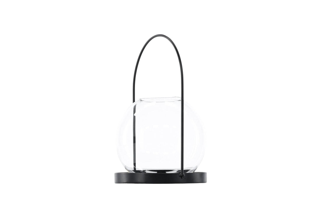 Venture Home Flora Lantern -  Black/Clear Glass -  H22*14cm