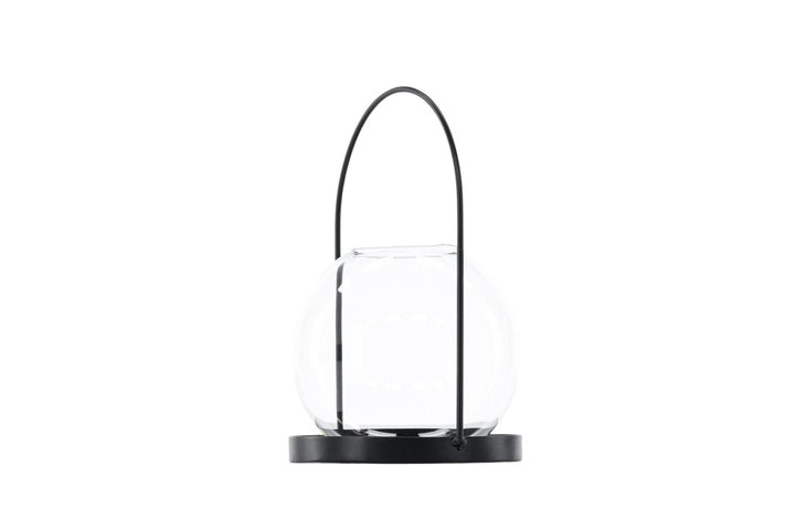 Venture Home Flora Lantern -  Black/Clear Glass -  H22*14cm