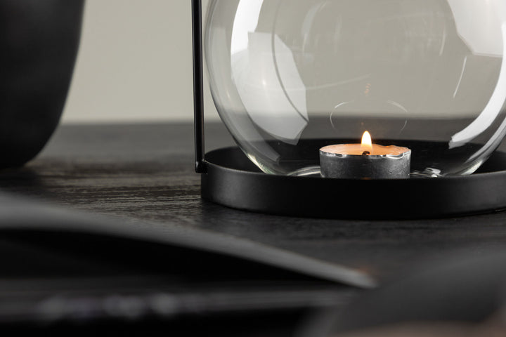 Venture Home Flora Lantern -  Black/Clear Glass -  H22*14cm