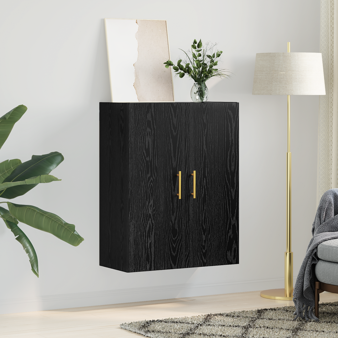 Vægskab Vægmonteret Sort eg 69,5 x 34 x 90 cm Konstrueret træ