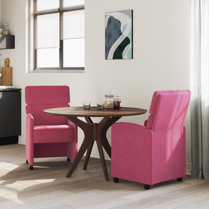 Spisebordsstole med hjul 2 pcs Vinrød 58 x 65 x 98 cm Fløjl