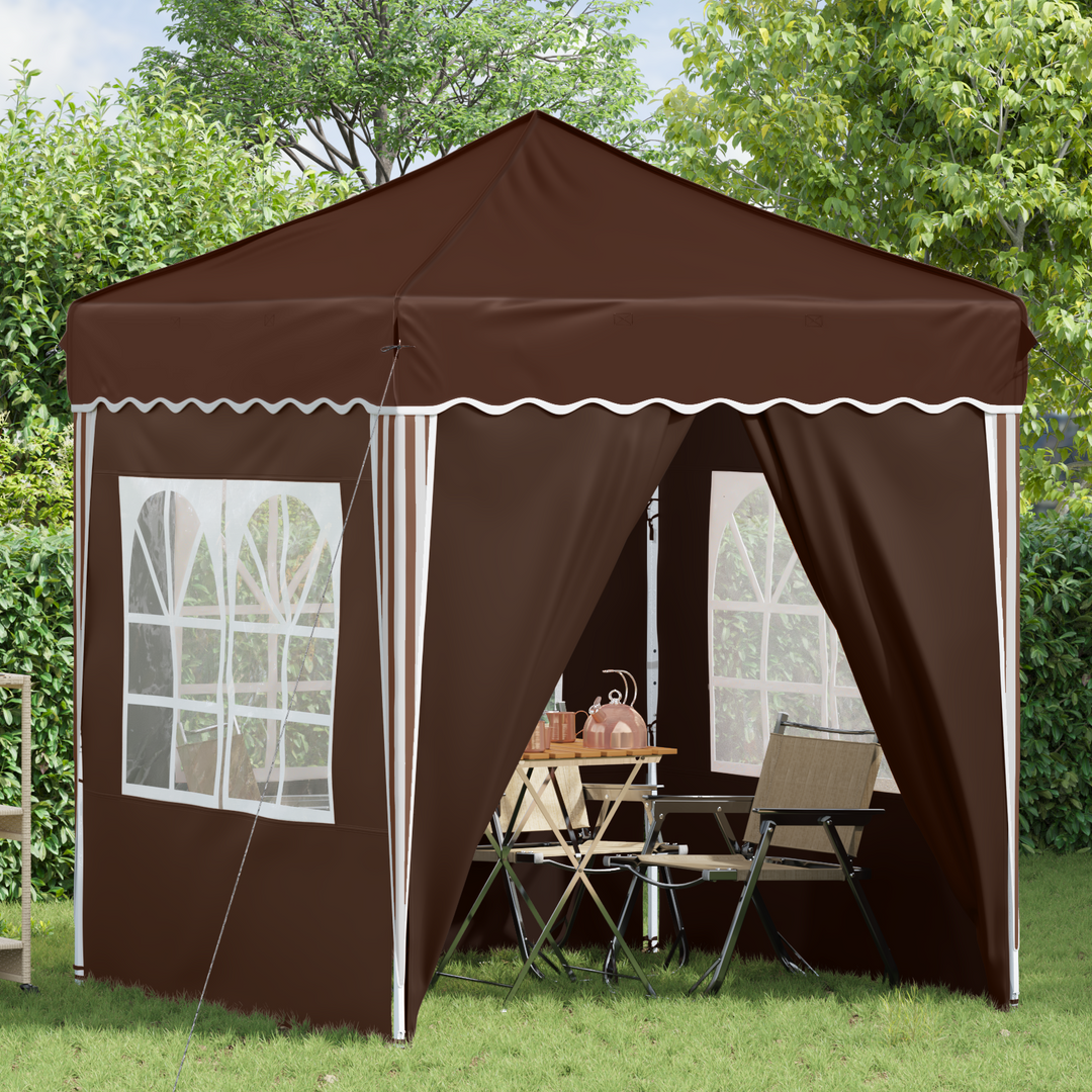 Pop-up Festtelt 195 x 195 x 245 cm Brun Oxford stof