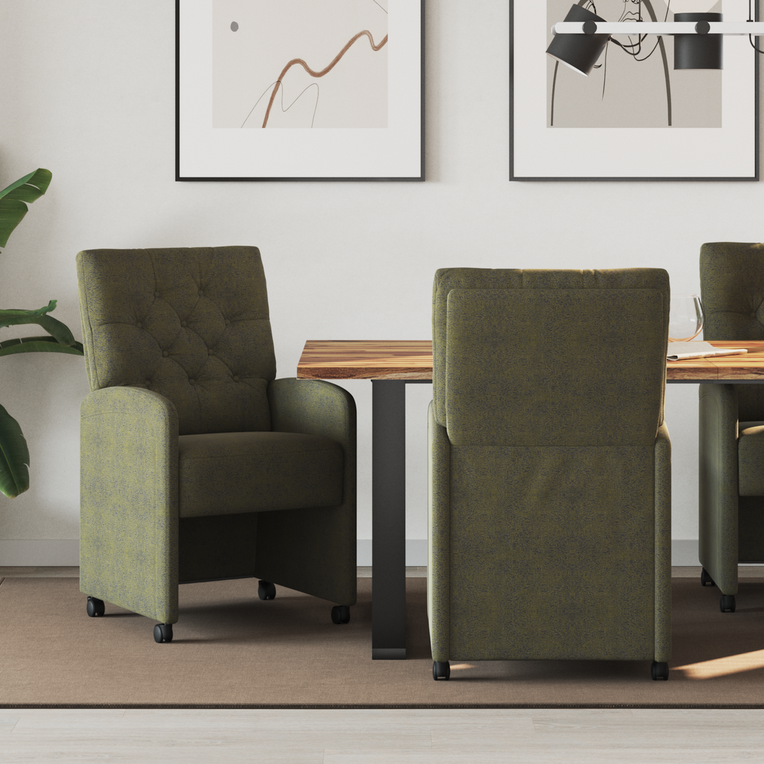 Spisebordsstole med hjul 2 pcs Army grøn 58 x 67 x 97 cm