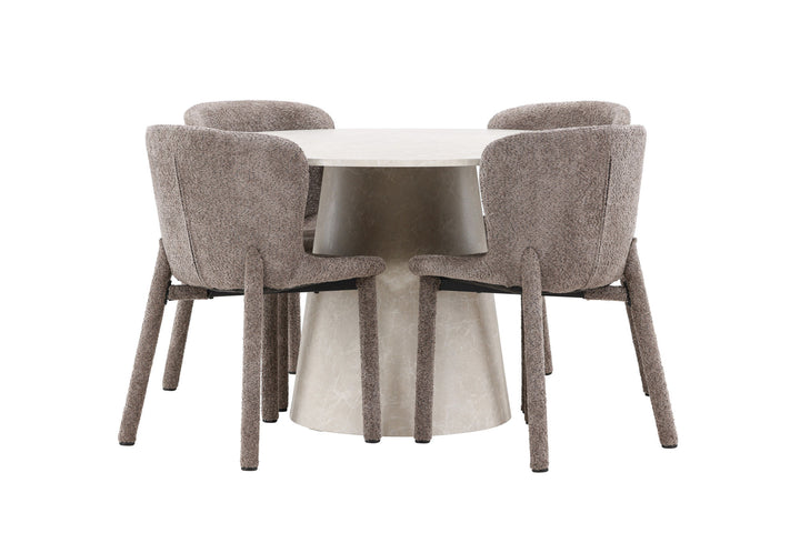 Venture Home Lanzo Table - Beige with 4 Astoria Chair - Brown
