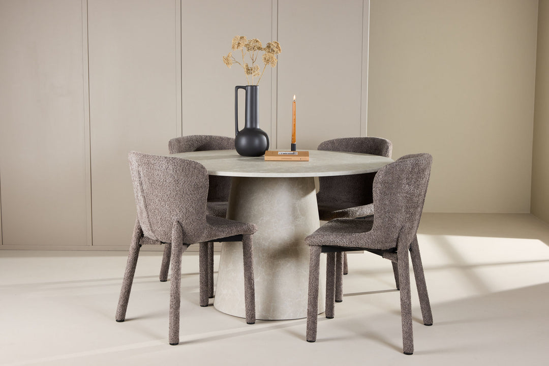 Venture Home Lanzo Table - Beige with 4 Astoria Chair - Brown