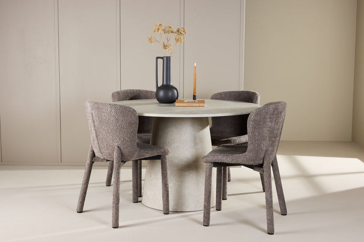 Venture Home Lanzo Table - Beige with 4 Astoria Chair - Brown