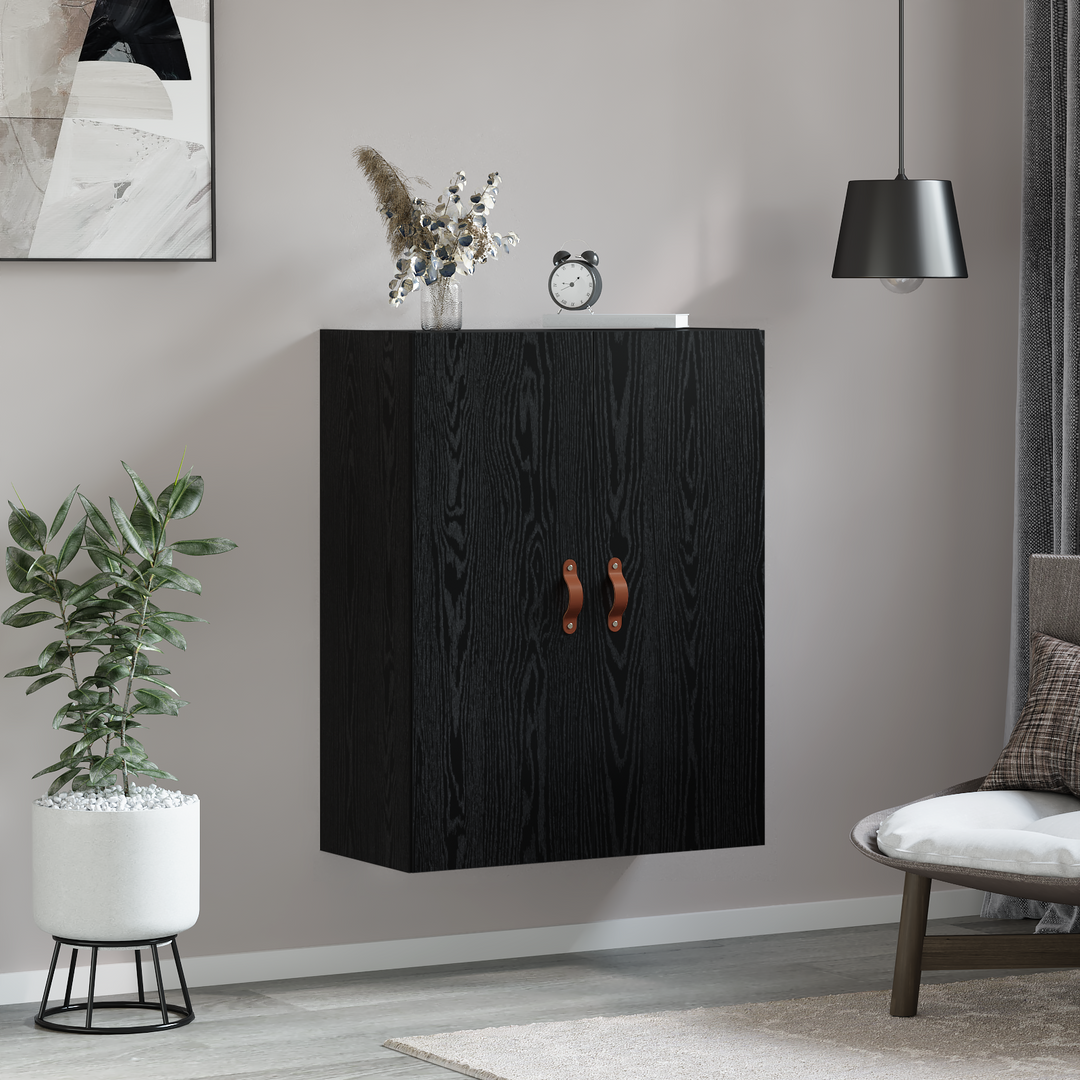 Vægskab Vægmonteret Sort eg 69,5 x 34 x 90 cm Konstrueret træ