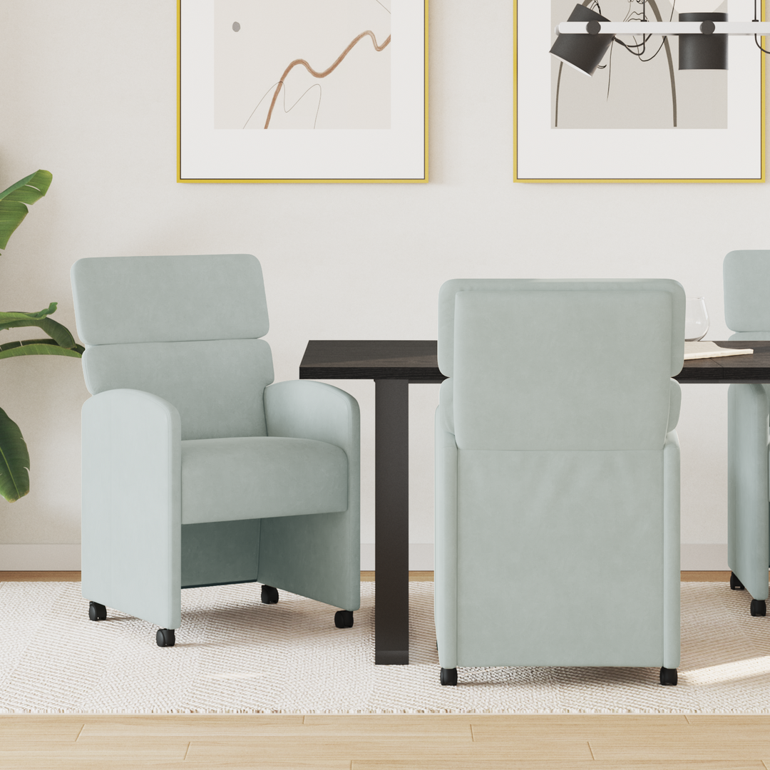 Spisebordsstole med hjul 2 pcs Lysegrå 58 x 65 x 98 cm Fløjl