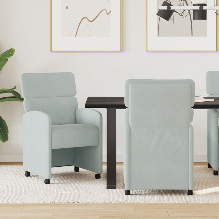 Spisebordsstole med hjul 2 pcs Lysegrå 58 x 65 x 98 cm Fløjl