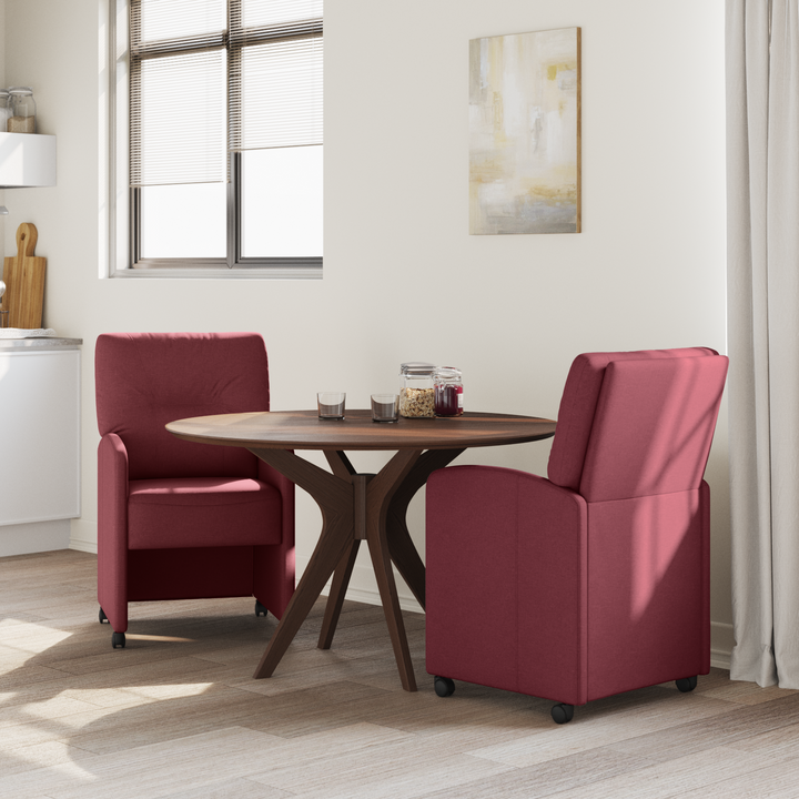Spisebordsstole med hjul 2 pcs Vinrød 57 x 67 x 95 cm Stof