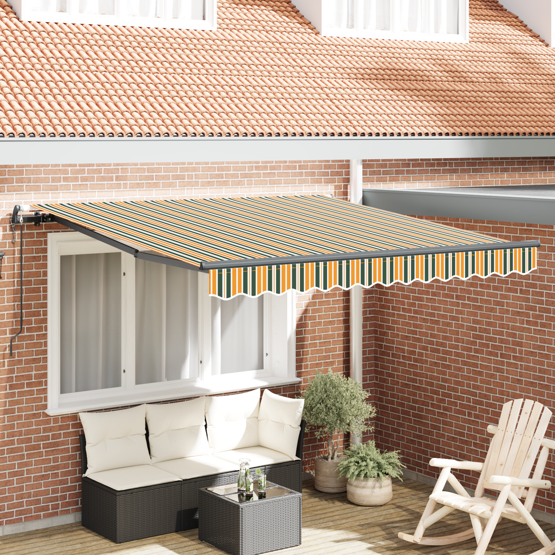 Udtrækkelig markise Grøn og gul 350 x 250 cm Stof og aluminium