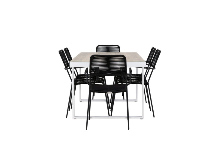 Venture Home Merlo Dining Table - White/Whitewash +Lindos Armchair - Black Alu / Black Rope _6