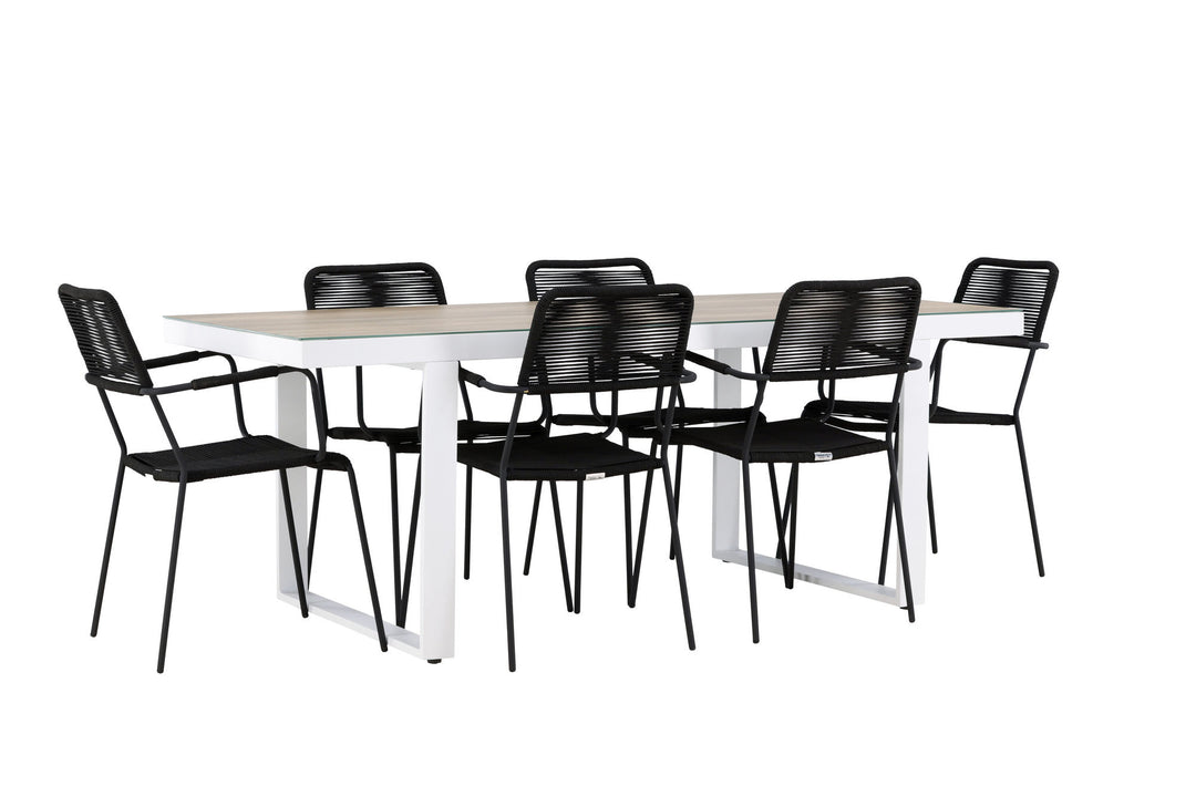 Venture Home Merlo Dining Table - White/Whitewash +Lindos Armchair - Black Alu / Black Rope _6