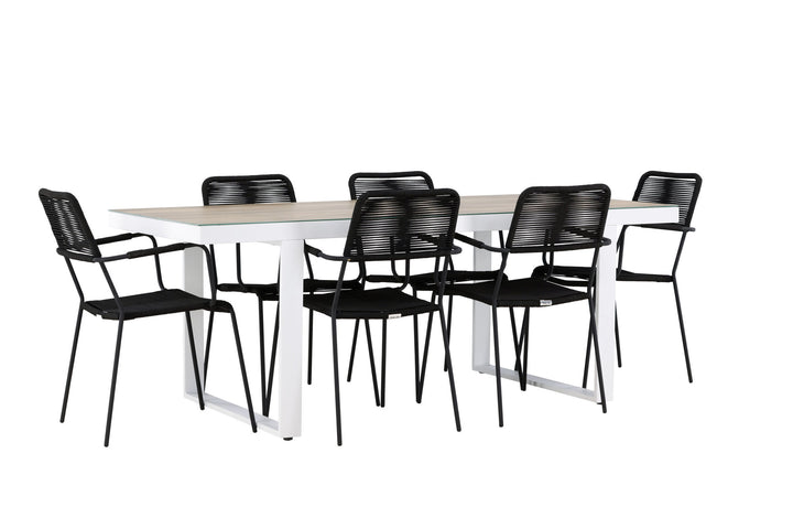 Venture Home Merlo Dining Table - White/Whitewash +Lindos Armchair - Black Alu / Black Rope _6