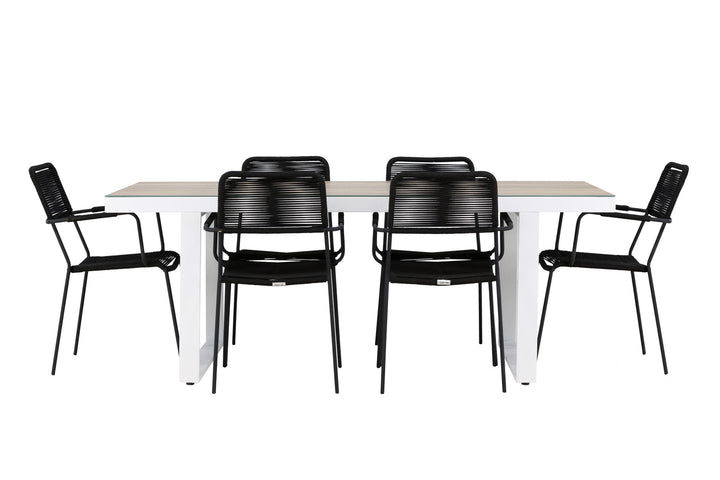 Venture Home Merlo Dining Table - White/Whitewash +Lindos Armchair - Black Alu / Black Rope _6