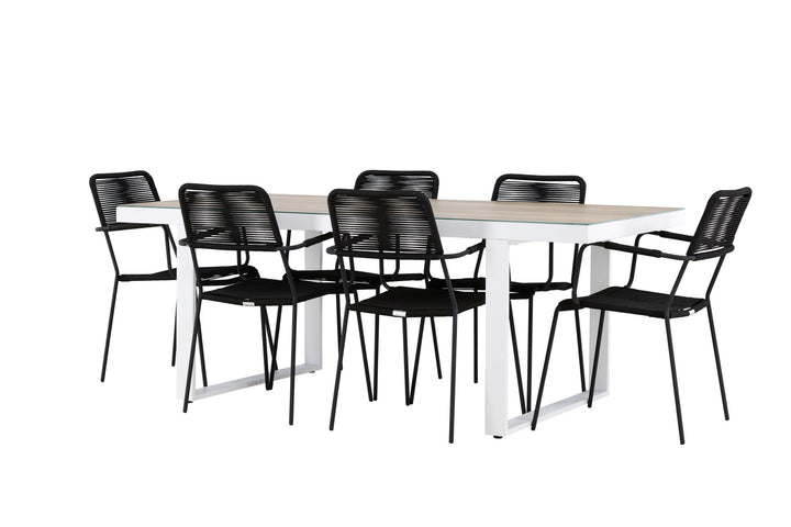 Venture Home Merlo Dining Table - White/Whitewash +Lindos Armchair - Black Alu / Black Rope _6