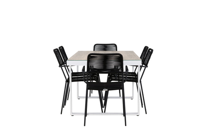 Venture Home Merlo Dining Table - White/Whitewash +Lindos Armchair - Black Alu / Black Rope _6
