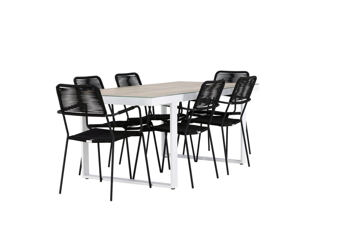 Venture Home Merlo Dining Table - White/Whitewash +Lindos Armchair - Black Alu / Black Rope _6